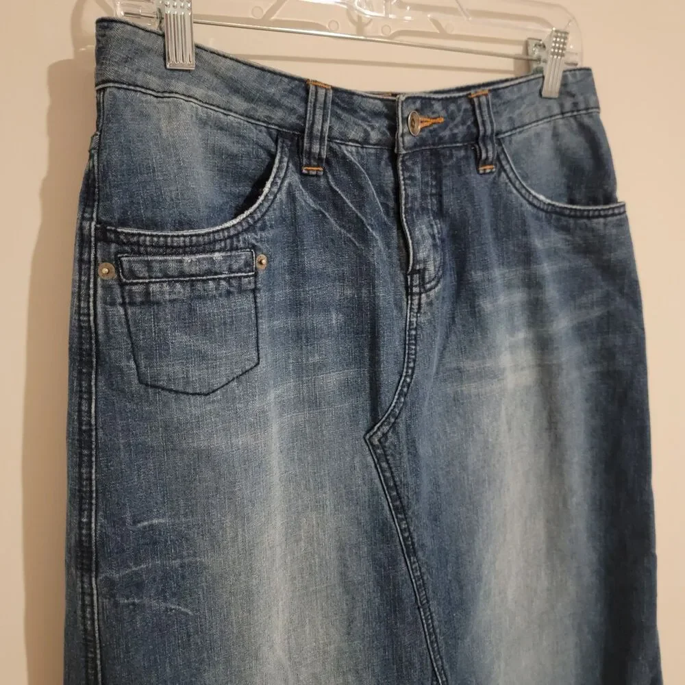 Vintage Womens Skirt Size 7 Midi Denim‎ Y2K 90S Jean Skirt Retro Western
